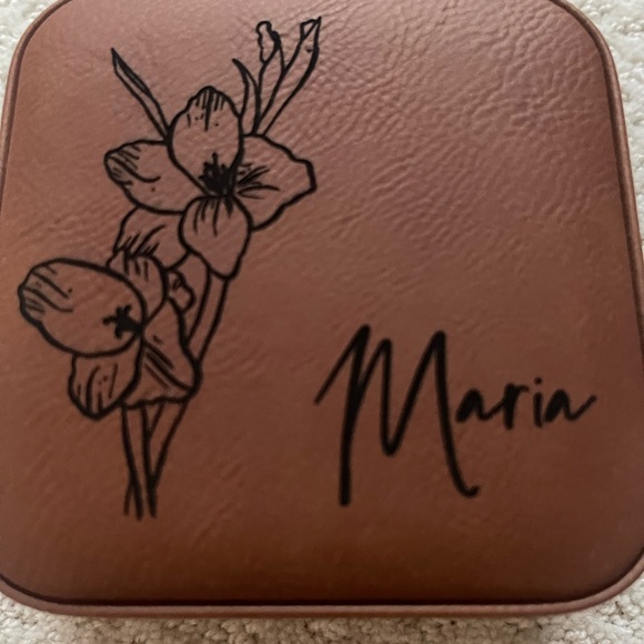 Personalized Leather Travel Jewelry Box with Name Portable Jewelry Case - Picture 5 of 7